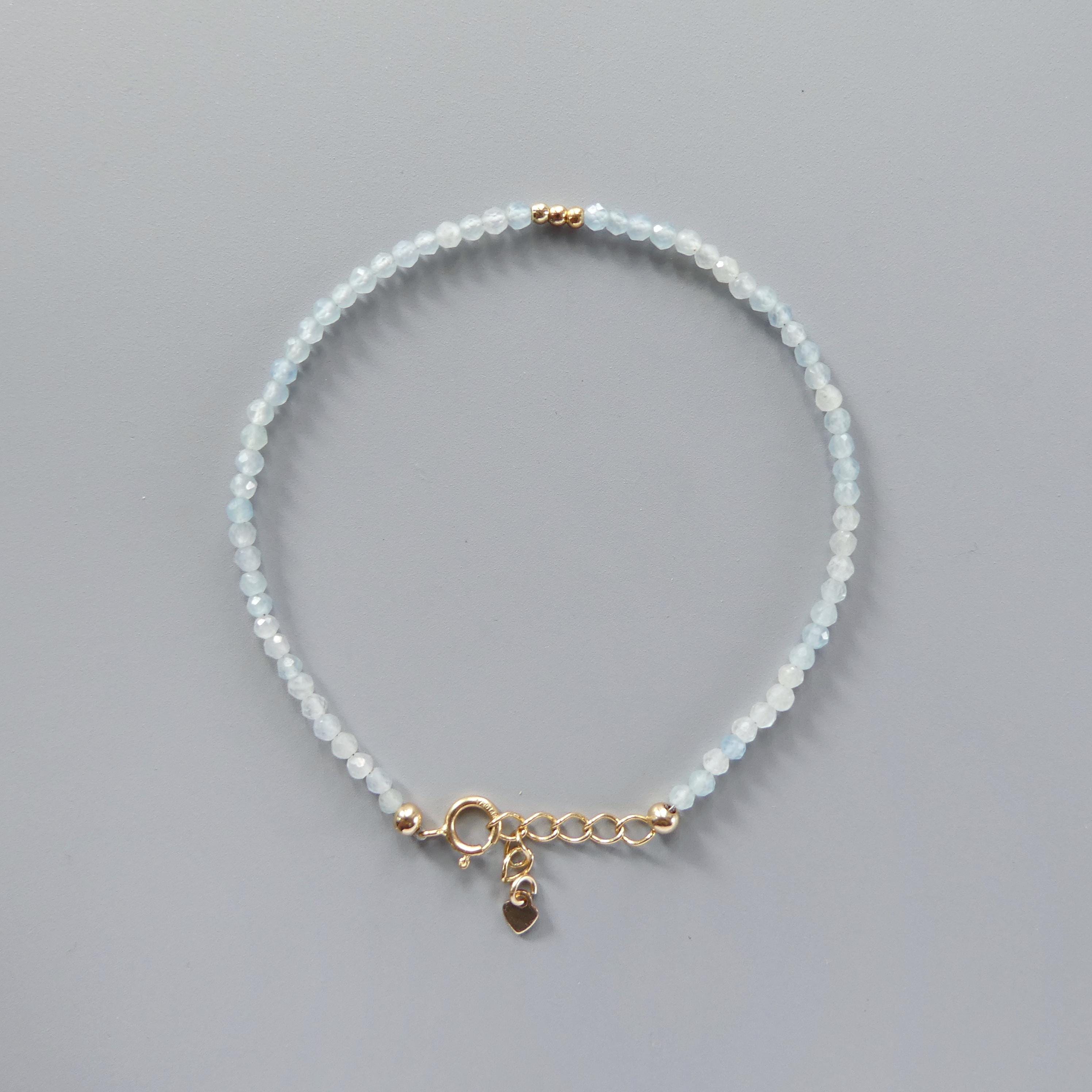 Tiny Lemurian Bracelet Dainty Blue Gemstone Beaded Bracelet Everyday Jewelry Everyday Minimalist Crystal Birthday Gift Mom Wife Daughter