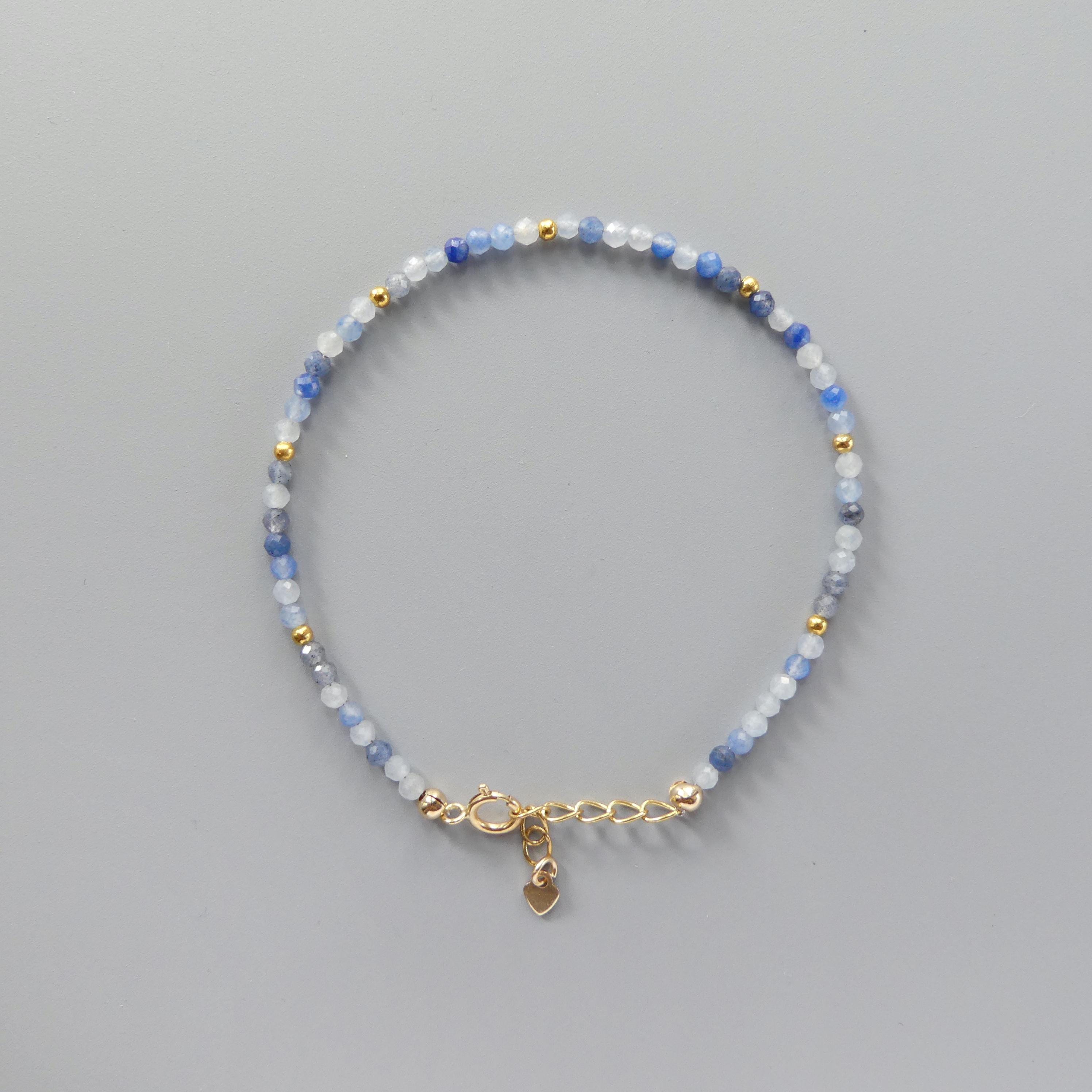 Tiny Blue Aventurine Bracelet Dainty Gemstone Beaded Bracelet Everyday Jewelry Everyday Minimalist Crystal Birthday Gift Mom Wife Daughter
