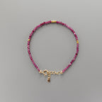 Tiny Rubellite Bracelet Dainty Pink Tourmaline Gemstone Beaded Bracelet October Birthstone Crystal Jewelry Minimalist Birthday Gift Mom Wife