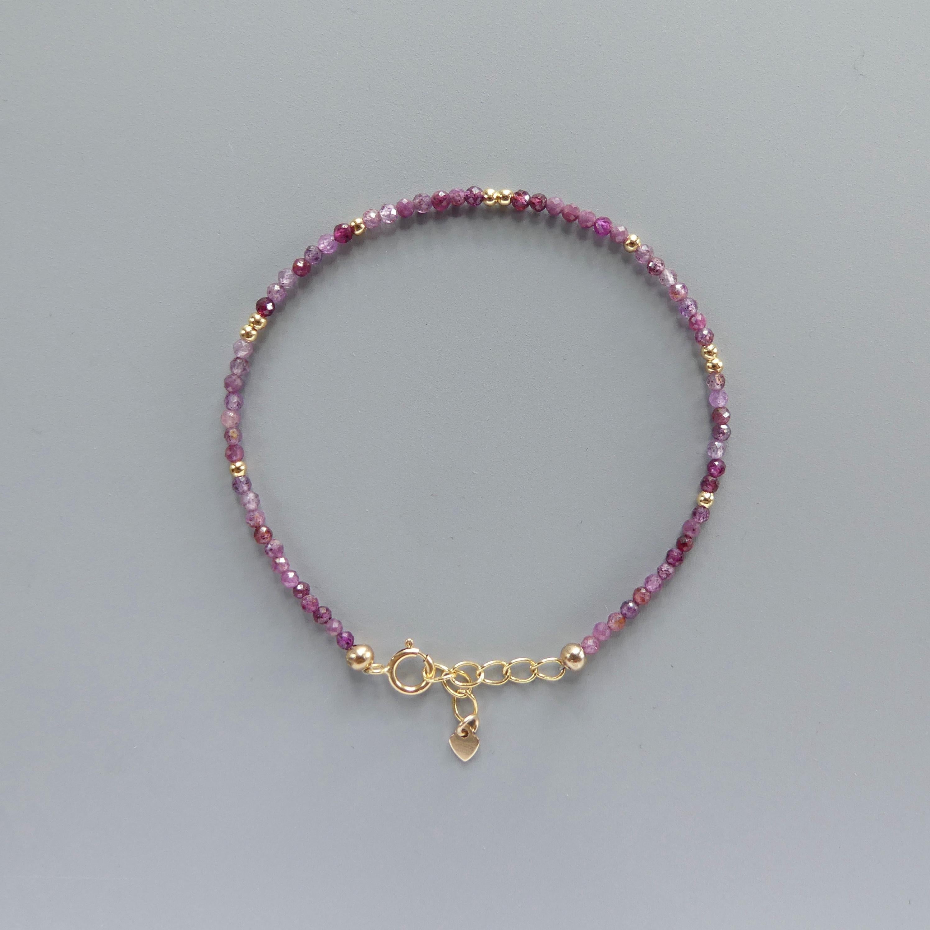Tiny Ruby Bracelet - Dainty Beaded Jewelry