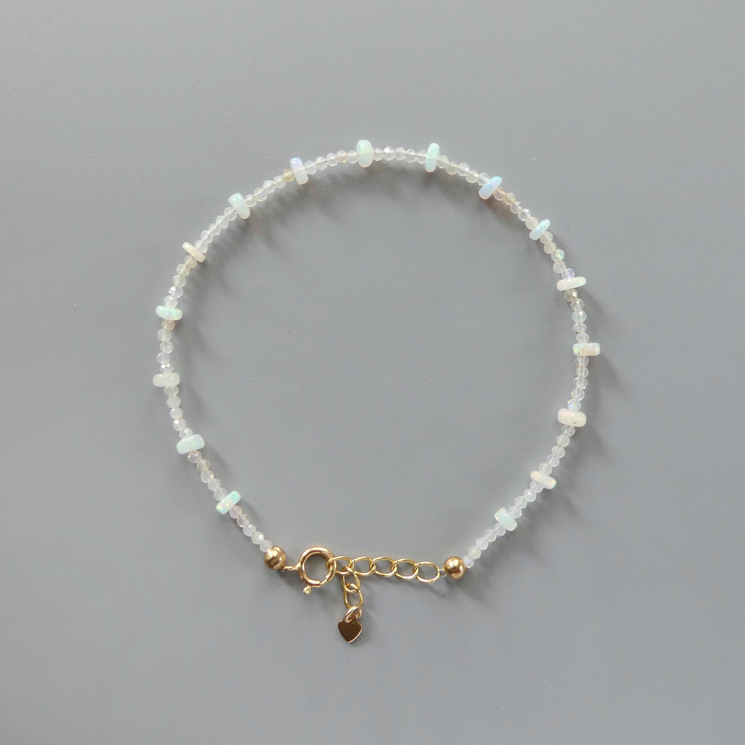 Tiny Ethiopian Opal Bracelet -Dainty October Birthstone