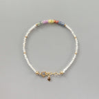Tiny Multi Sapphire and White Moonstone Bracelet- Dainty Colorful Jewelry