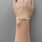 Tiny Multi Sapphire and White Moonstone Bracelet- Dainty Colorful Jewelry