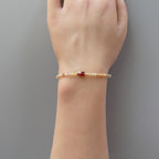 Tiny Zircon and Garnet Bracelet -Dainty Gemstone Beaded Jewelry