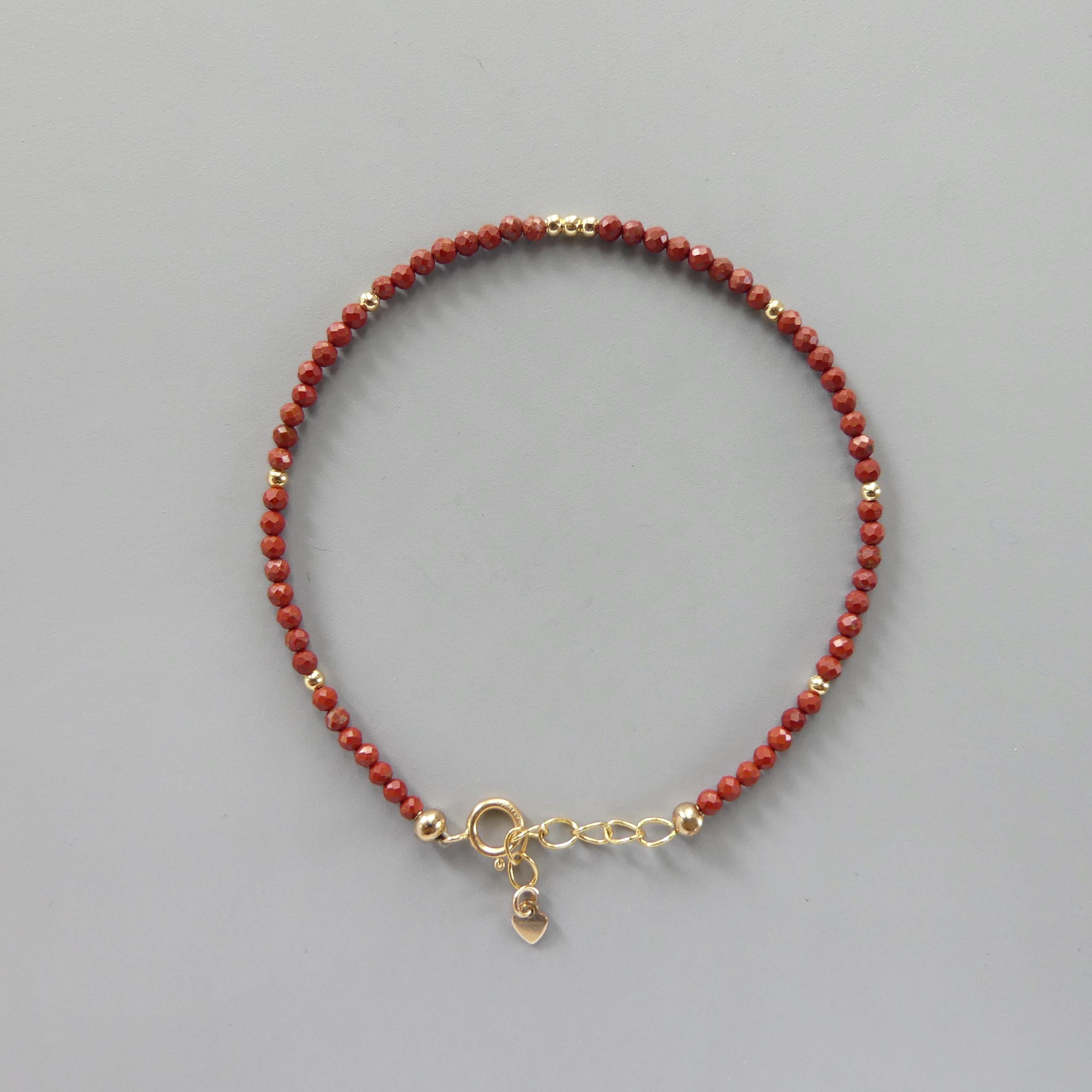 Tiny Red Jasper Bracelet - Dainty Protection Gemstone Jewelry