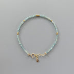 Tiny Blue Tourmaline Indicolite Bracelet - Dainty Minimalist Jewelry