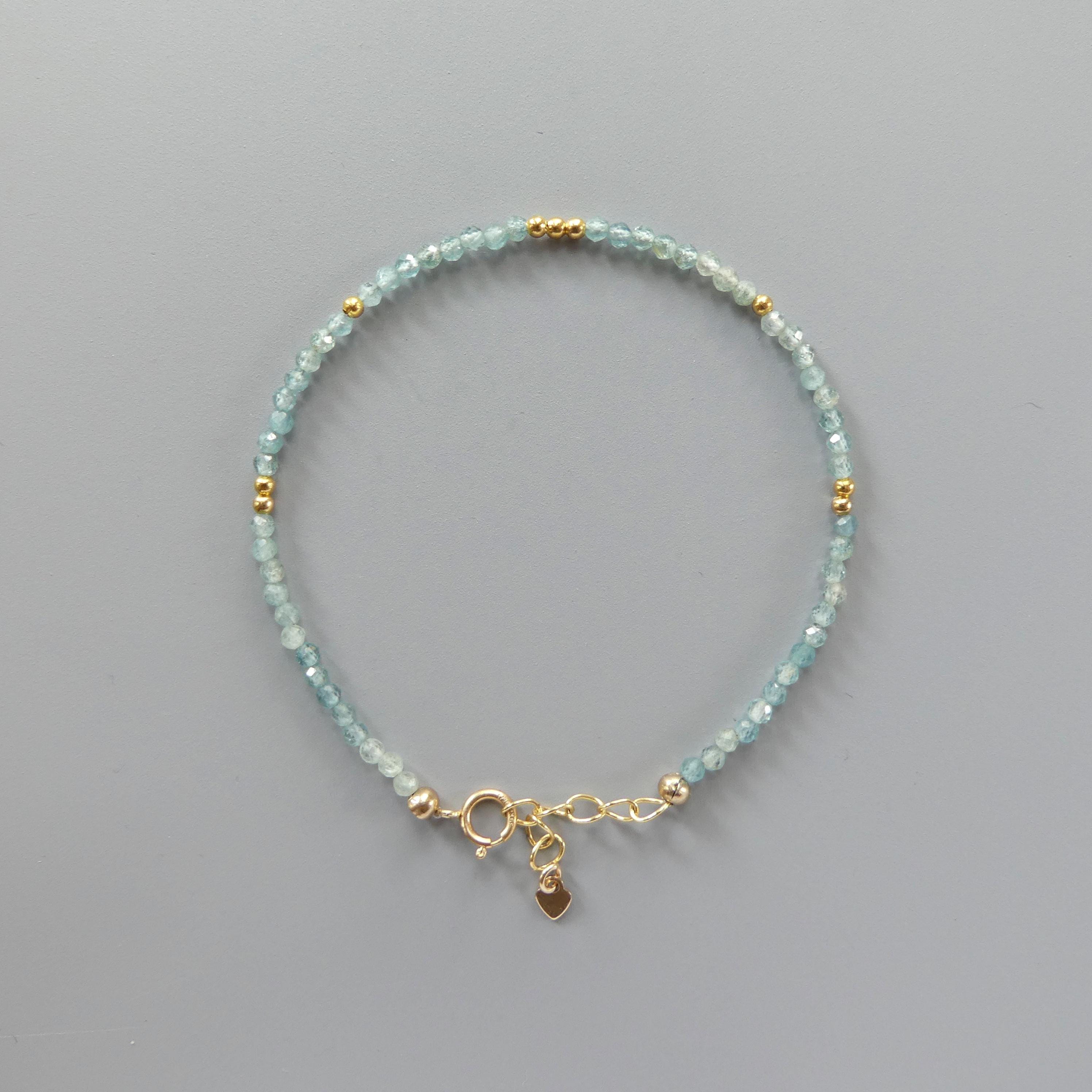 Tiny Blue Tourmaline Indicolite Bracelet - Dainty Minimalist Jewelry