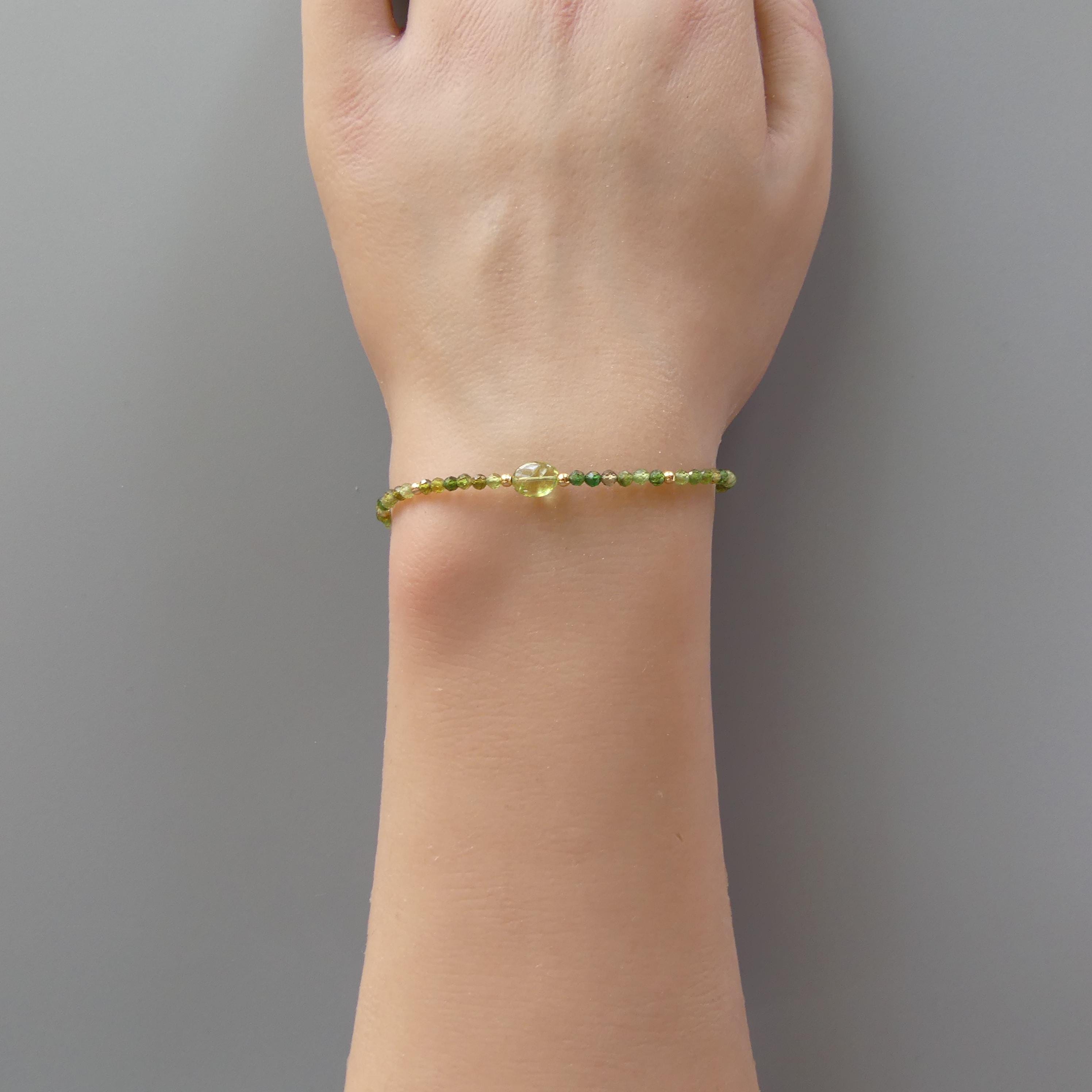 Tiny Green Tourmaline Bracelet - Dainty Colorful Beaded Jewelry