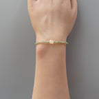 Tiny Green Apatite with Ethiopian Opal Bracelet - Dainty Minimalist Jewelry
