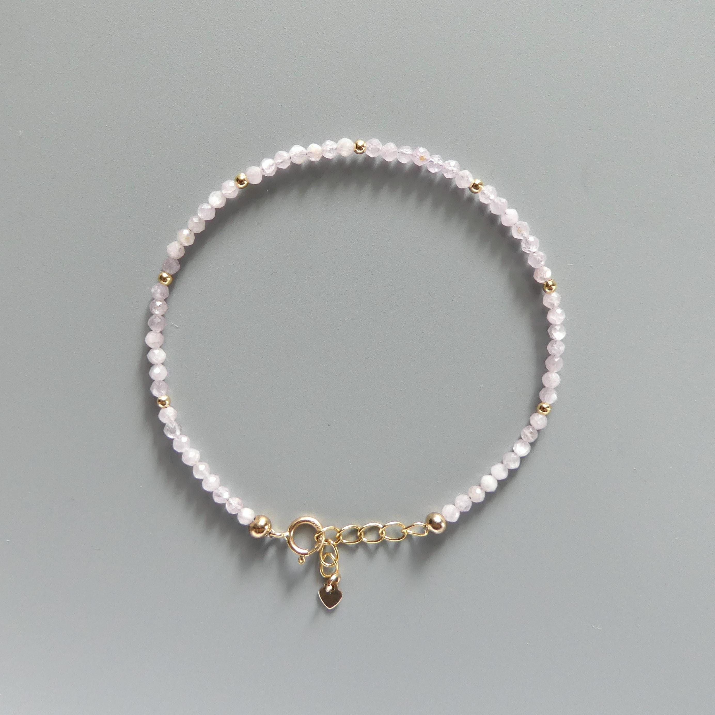 Tiny Kunzite Bracelet - Dainty Gemstone Beaded Jewelry