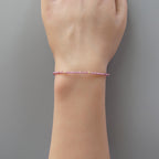 Tiny Pink Garnet Bracelet -Dainty January Birthstone Jewelry