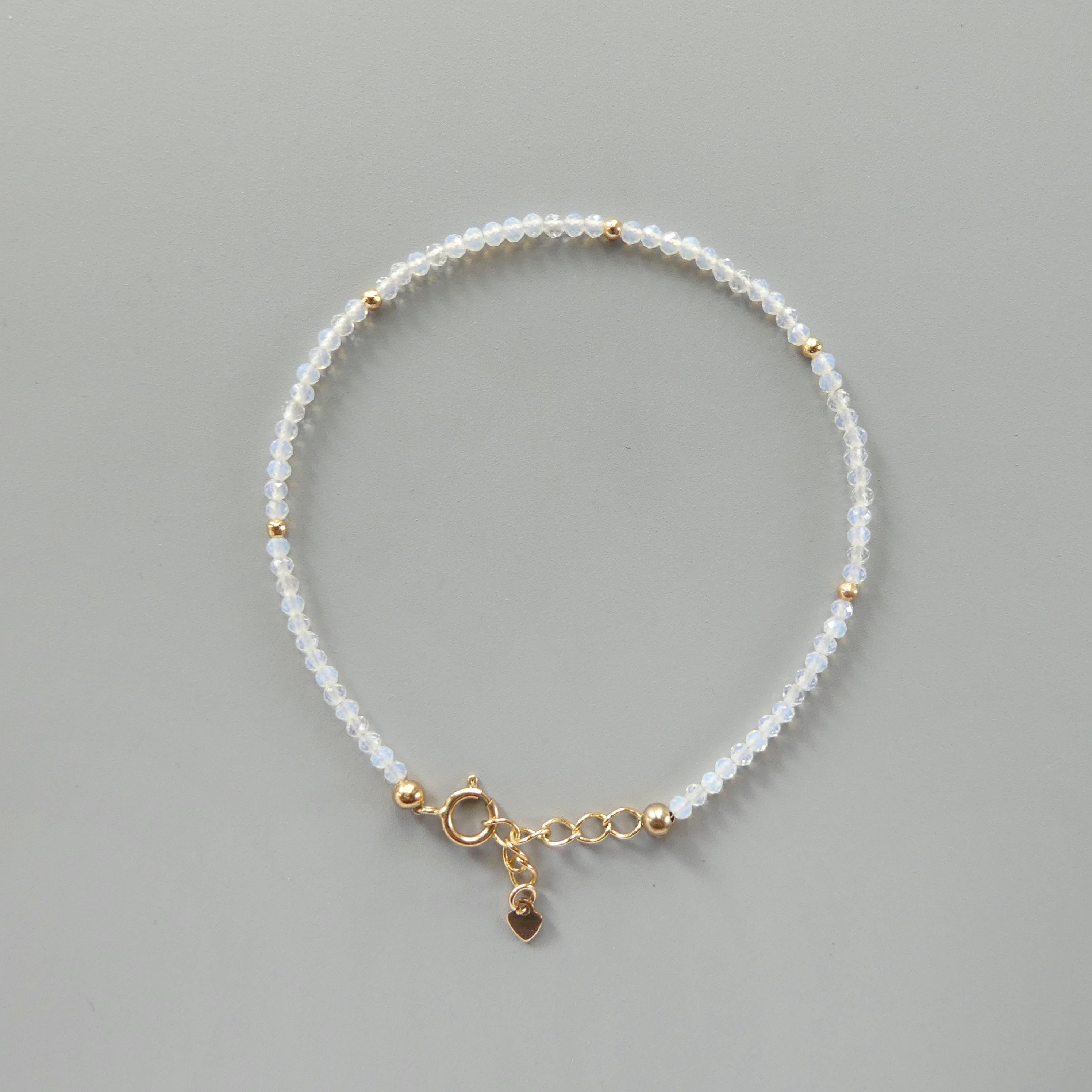 Tiny Opalite Bracelet - Dainty Gemstone Beaded Jewelry