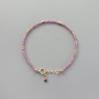 Tiny Pink Tourmaline Bracelet - Dainty October Birthstone Jewelry