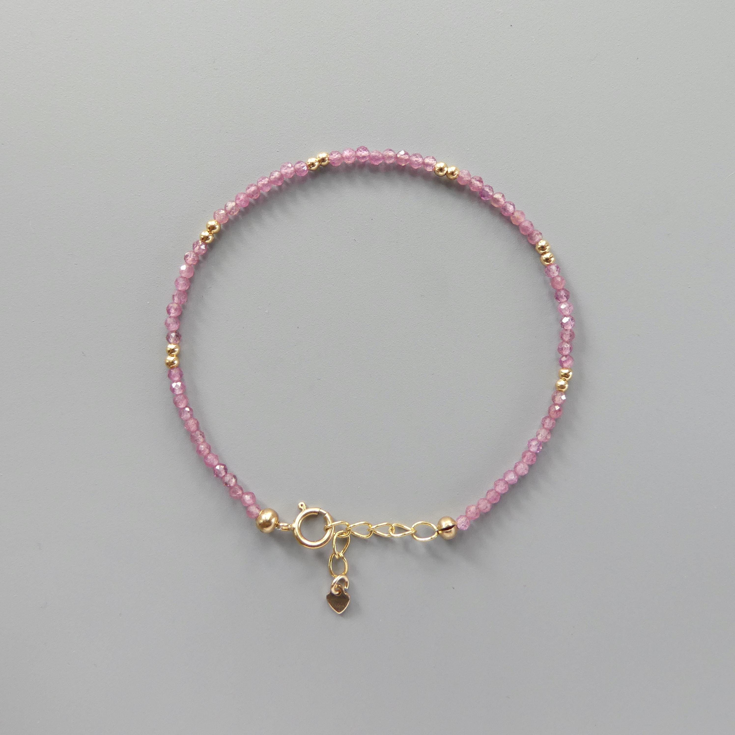 Tiny Pink Tourmaline Bracelet - Dainty October Birthstone Jewelry