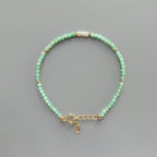 Tiny Chrysoprase and Pearls Bracelet - Dainty Pastel Gemstone Jewelry