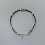 Tiny Black Spinel and Chrome Diopside Bracelet - Dainty Sparkly Jewelry