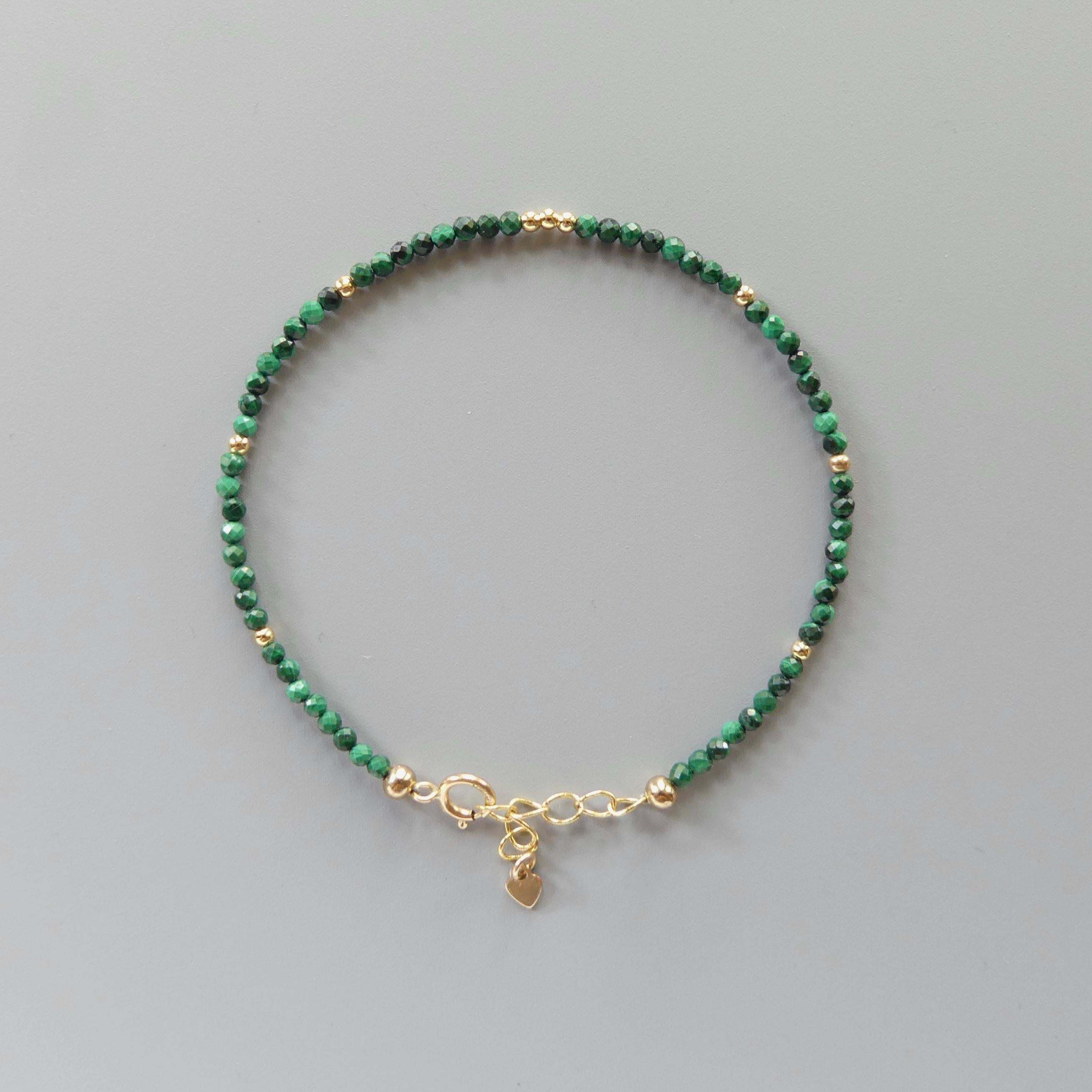 Tiny Malachite Bracelet - Dainty Gemstone Beaded Bracelet