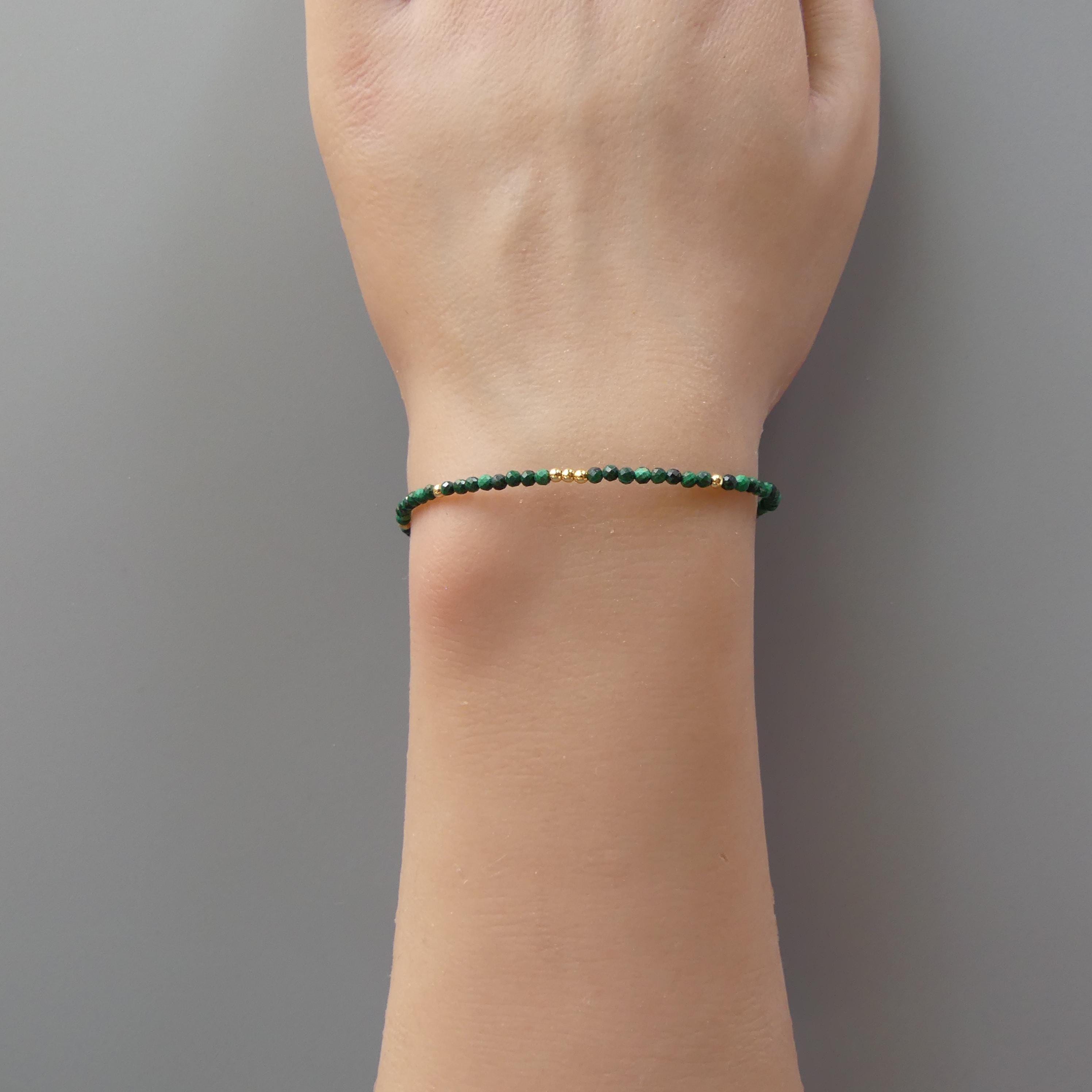 Tiny Malachite Bracelet - Dainty Gemstone Beaded Bracelet