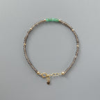 Tiny Zambian Emerald and Smoky Quartz Bracelet - Gemstone Beaded Jewelry