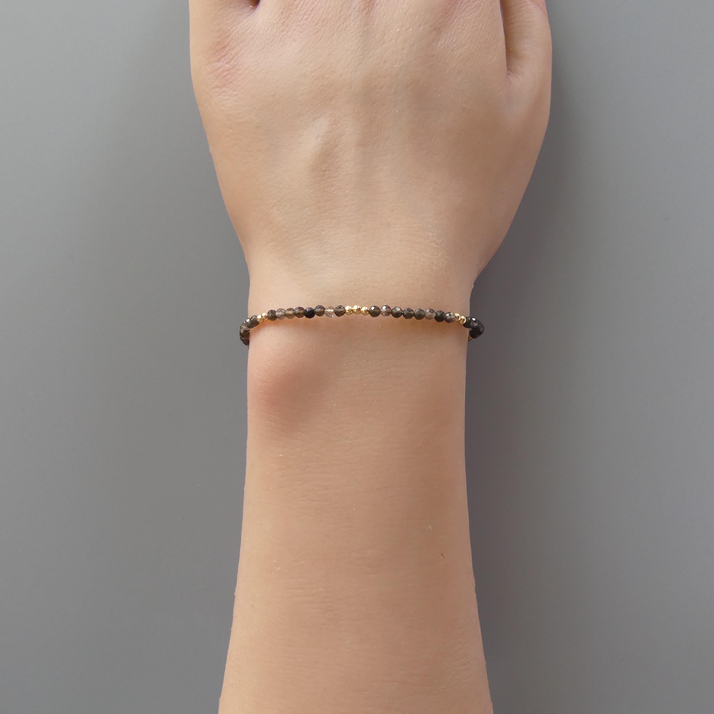 Tiny Obsidian Bracelet -Dainty Gemstone Protection Jewelry