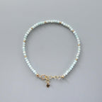 Tiny Larimar Bracelet -Dainty Beaded Bracelet