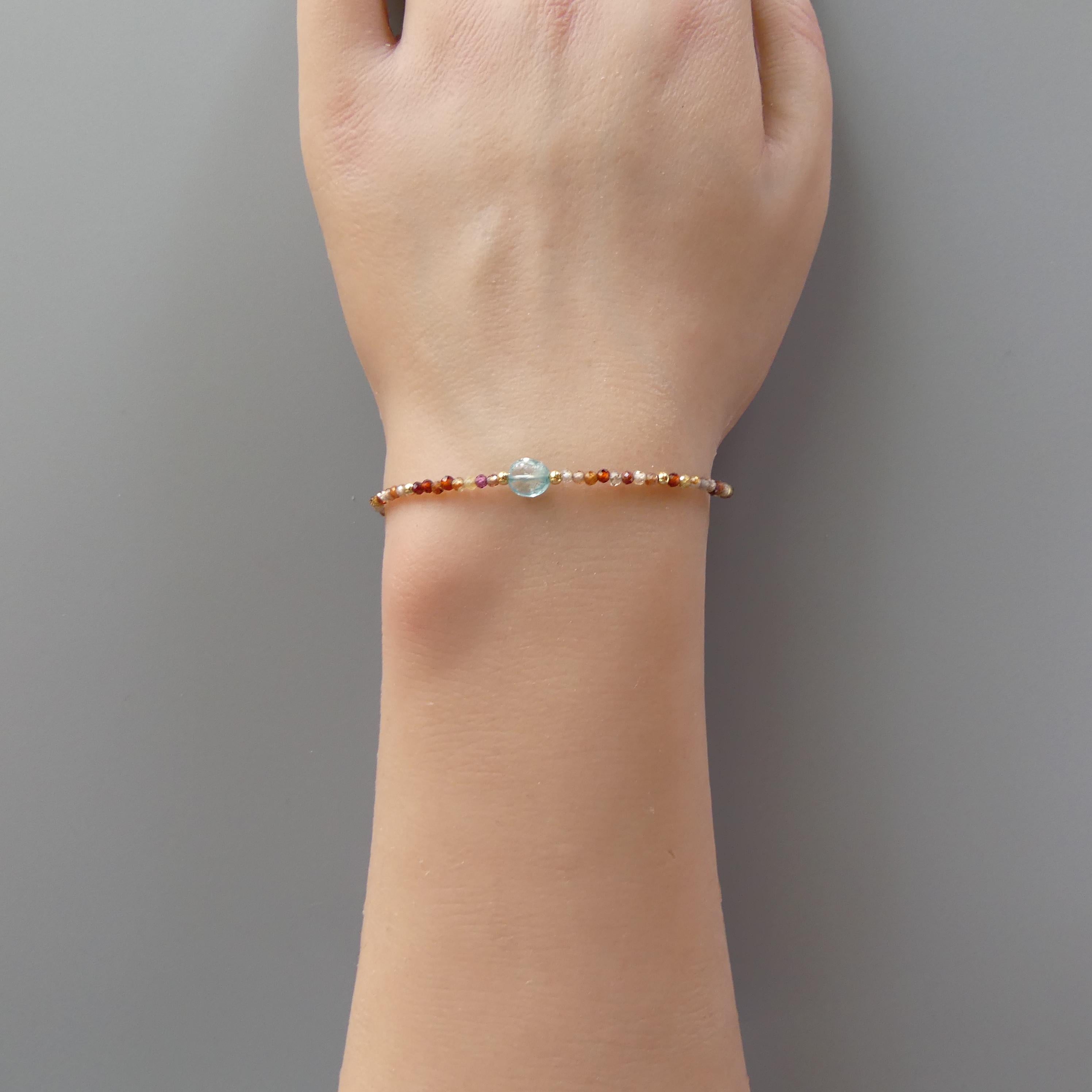 Tiny Blue Zircon Bracelet -Dainty Gemstone Beaded Jewelry