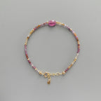 Tiny Pink Sapphire and Ruby Bracelet- Dainty Gemstone Jewelry