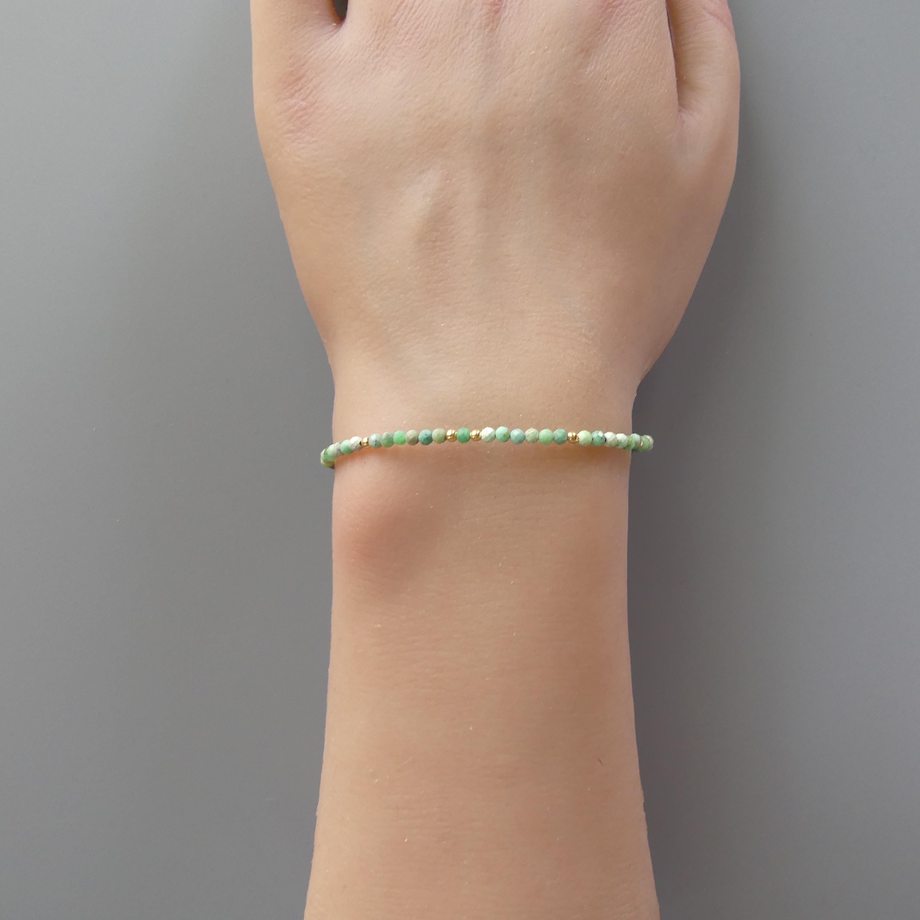Tiny Variscite Bracelet - Dainty Gemstone Beaded Jewelry