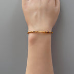 Tiny Tiger Eye Bracelet with Peridot -Dainty Beaded Jewelry