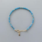 Tiny Neon Apatite Bracelet -Dainty Gemstone Beaded Jewelry