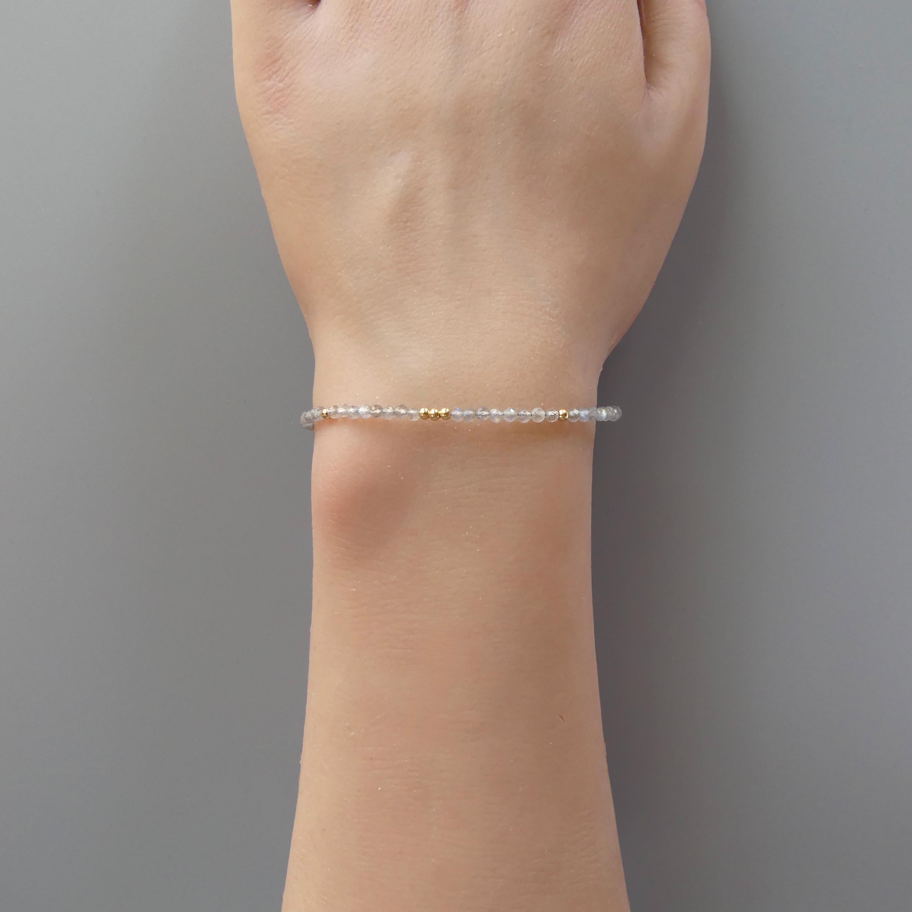 Tiny Labradorite Bracelet - Dainty Gemstone Beaded Jewelry