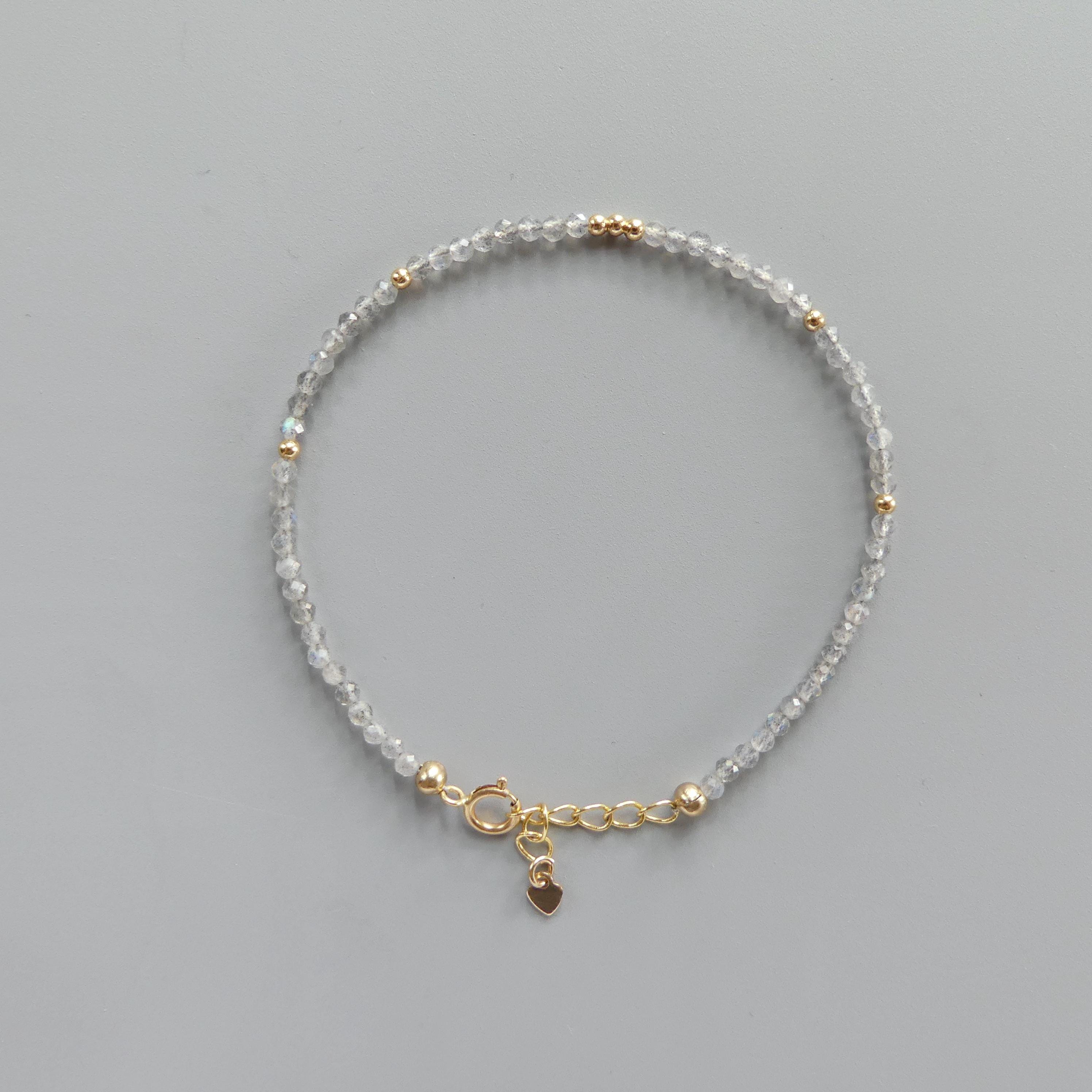 Tiny Labradorite Bracelet - Dainty Gemstone Beaded Jewelry