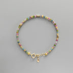 Tiny Watermelon Tourmaline Bracelet - Dainty Gemstone Beaded Jewelry