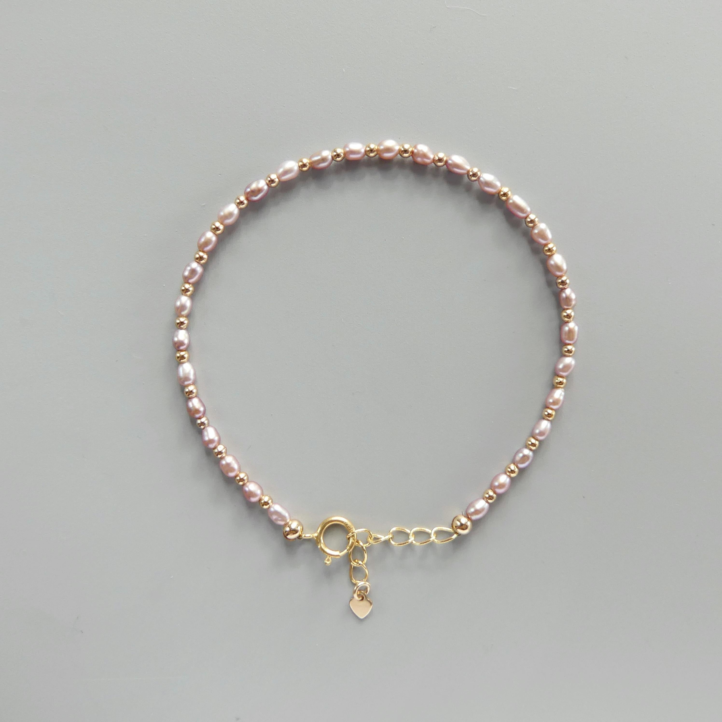 Tiny Rose Pearl Bracelet -Dainty Beaded Jewelry