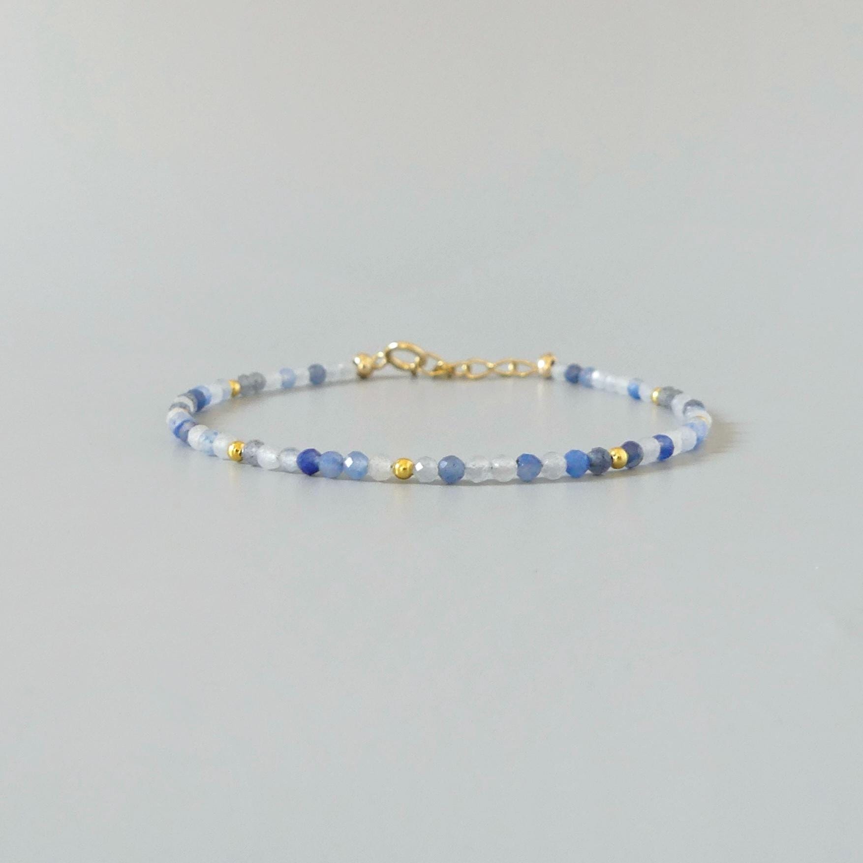 Tiny Blue Aventurine Bracelet Dainty Gemstone Beaded Bracelet Everyday Jewelry Everyday Minimalist Crystal Birthday Gift Mom Wife Daughter