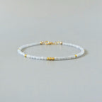 Tiny Angelite Bracelet Dainty Pale Blue Gemstone Beaded Bracelet Everyday Stacking Jewelry Minimalist Crystal Birthday Gift Wife Daughter