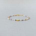 Tiny Cacoxenite Bracelet Dainty Auralite Gemstone Beaded Bracelet Purple Crystal Jewelry Boho Chic Trendy Skinny Birthday Gift Host Mom Wife