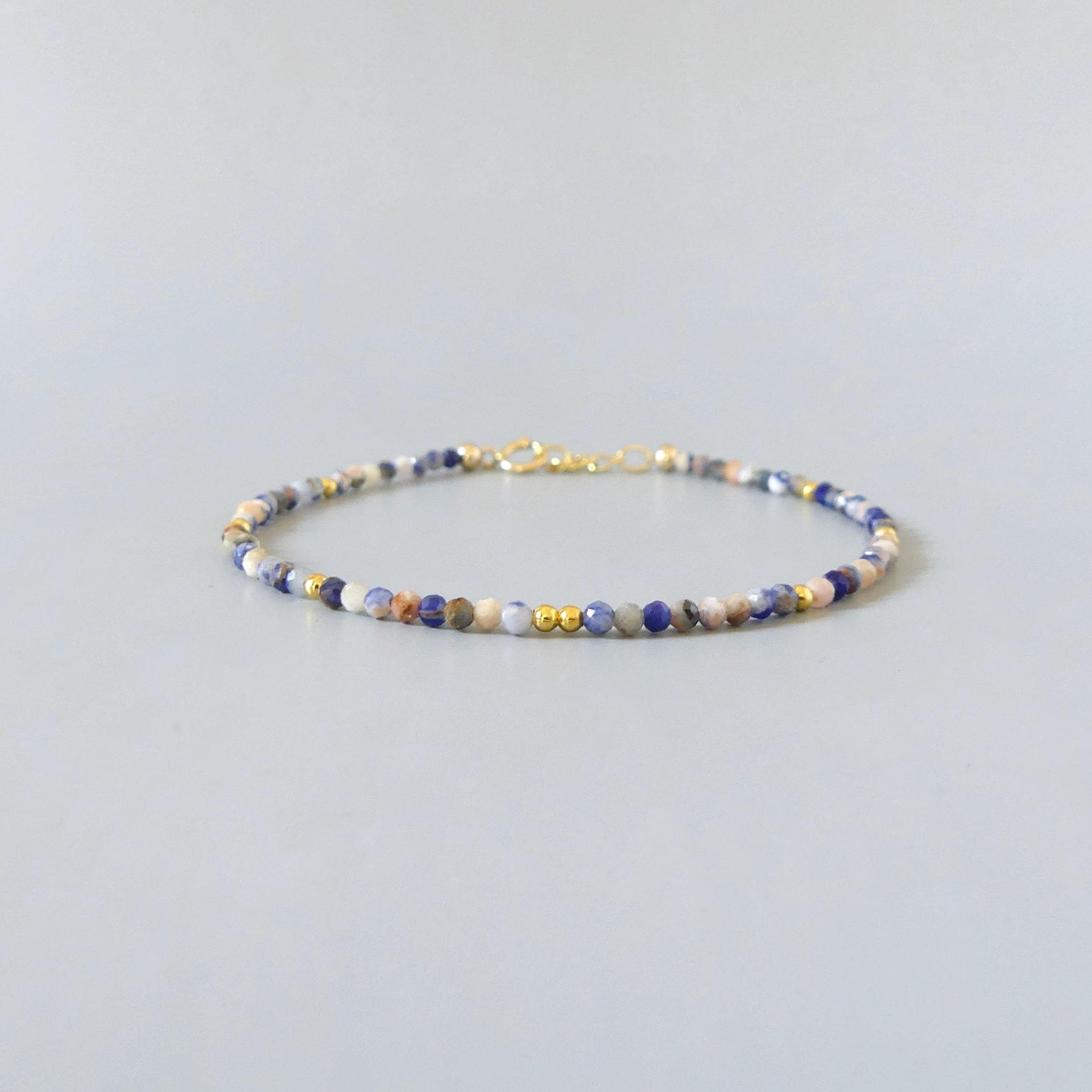 Tiny Sunset Sodalite Bracelet Dainty Gemstone Beaded Bracelet Stacking Minimalist Crystal Bracelet Healing Jewelry Birthday Gift Wife Host