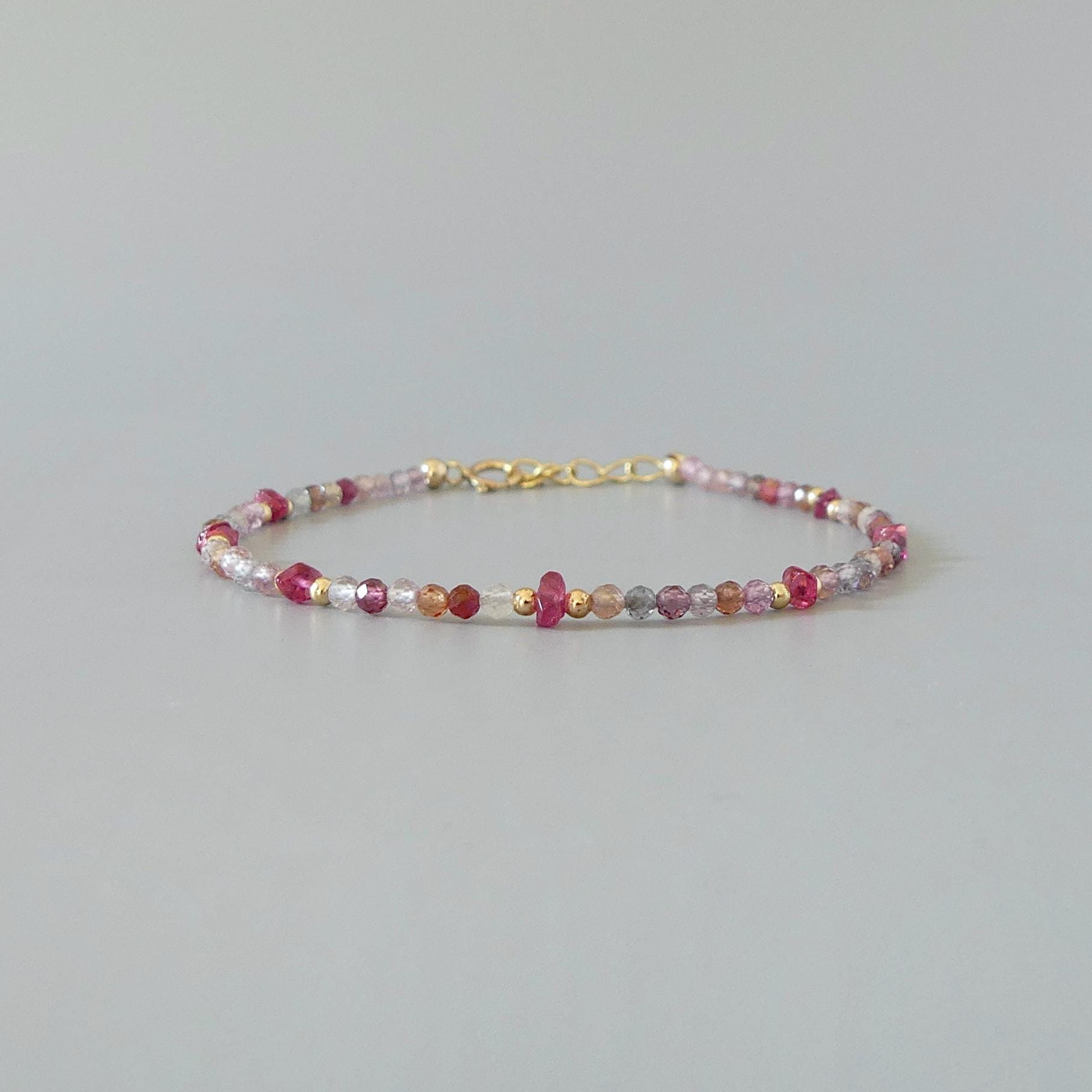 Tiny Multi Spinel Bracelet - Dainty Gemstone Beaded Jewelry