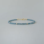 Tiny London Blue Topaz Bracelet Dainty Gemstone Beaded Jewelry Minimalist Crystal December Birthstone Birthday Gift Mom Wife Bridesmaid Gift