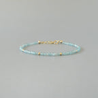 Tiny Sky Blue Apatite Bracelet Dainty Gemstone Beaded Bracelet Crystal Jewelry Minimalist Boho Chic Birthday Gift for Mom Wife Bridesmaids