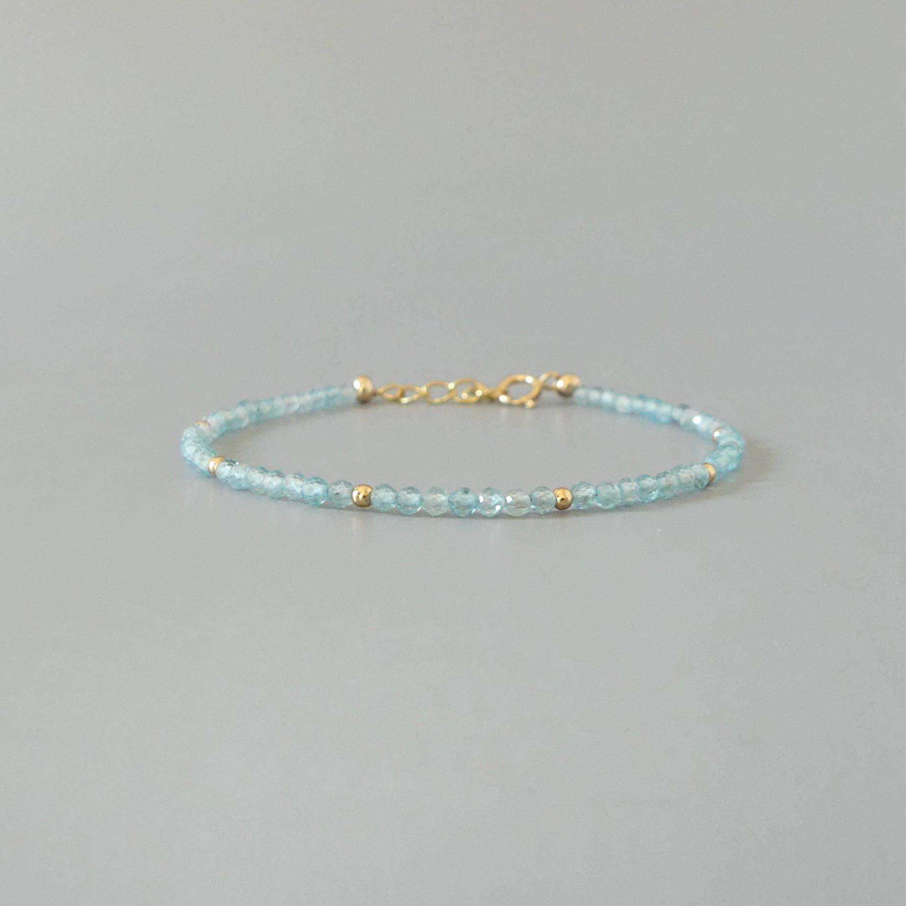 Tiny Sky Blue Apatite Bracelet Dainty Gemstone Beaded Bracelet Crystal Jewelry Minimalist Boho Chic Birthday Gift for Mom Wife Bridesmaids