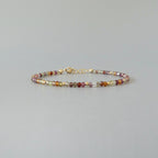 Tiny Colorful Sapphire Bracelet Dainty Tundra Sapphire Gemstone Beaded Bracelet Jewelry Minimalist September Birthstone Birthday Gift Wife
