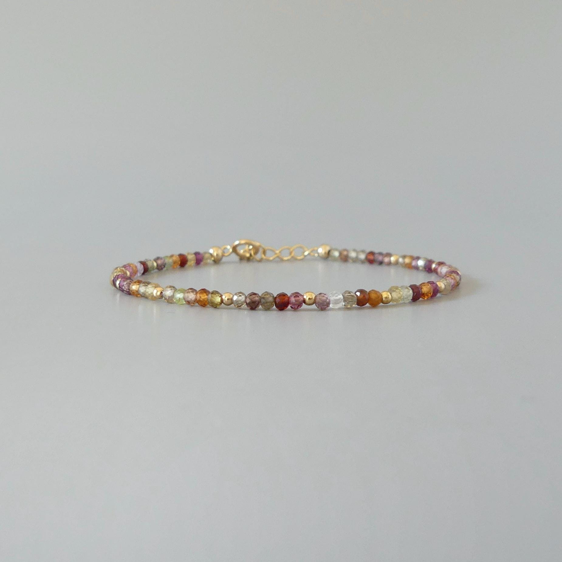 Tiny Colorful Sapphire Bracelet Dainty Tundra Sapphire Gemstone Beaded Bracelet Jewelry Minimalist September Birthstone Birthday Gift Wife