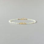 Tiny Prehnite Bracelet with Citrine Dainty Gemstone Beaded Minimalist Jewelry