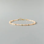 Tiny Peach Moonstone Bracelet Dainty Gemstone Beaded Jewelry