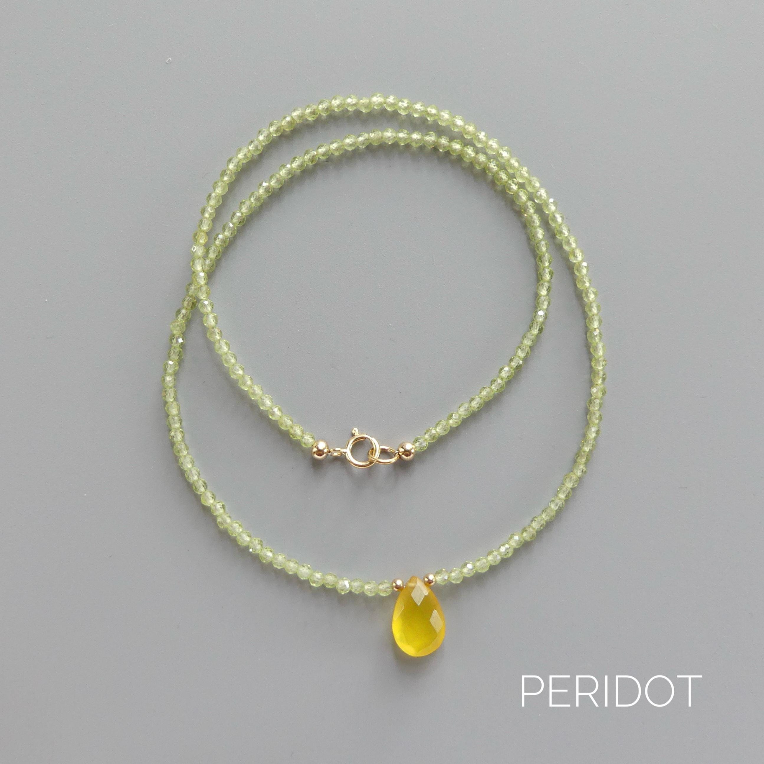 Tiny Gemstone Beaded Necklace Dainty Amazonite Amethyst Peridot Garnet Crystal Choker Minimalist Jewelry Birthday Gift Daughter Wife Mom