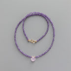Tiny Amethyst Beaded Necklace Dainty Amethyst Choker Purple Crystal Necklace Minimalist Jewelry Birthday Gift February Birthstone Wife Mom