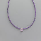 Tiny Amethyst Beaded Necklace Dainty Amethyst Choker Purple Crystal Necklace Minimalist Jewelry Birthday Gift February Birthstone Wife Mom