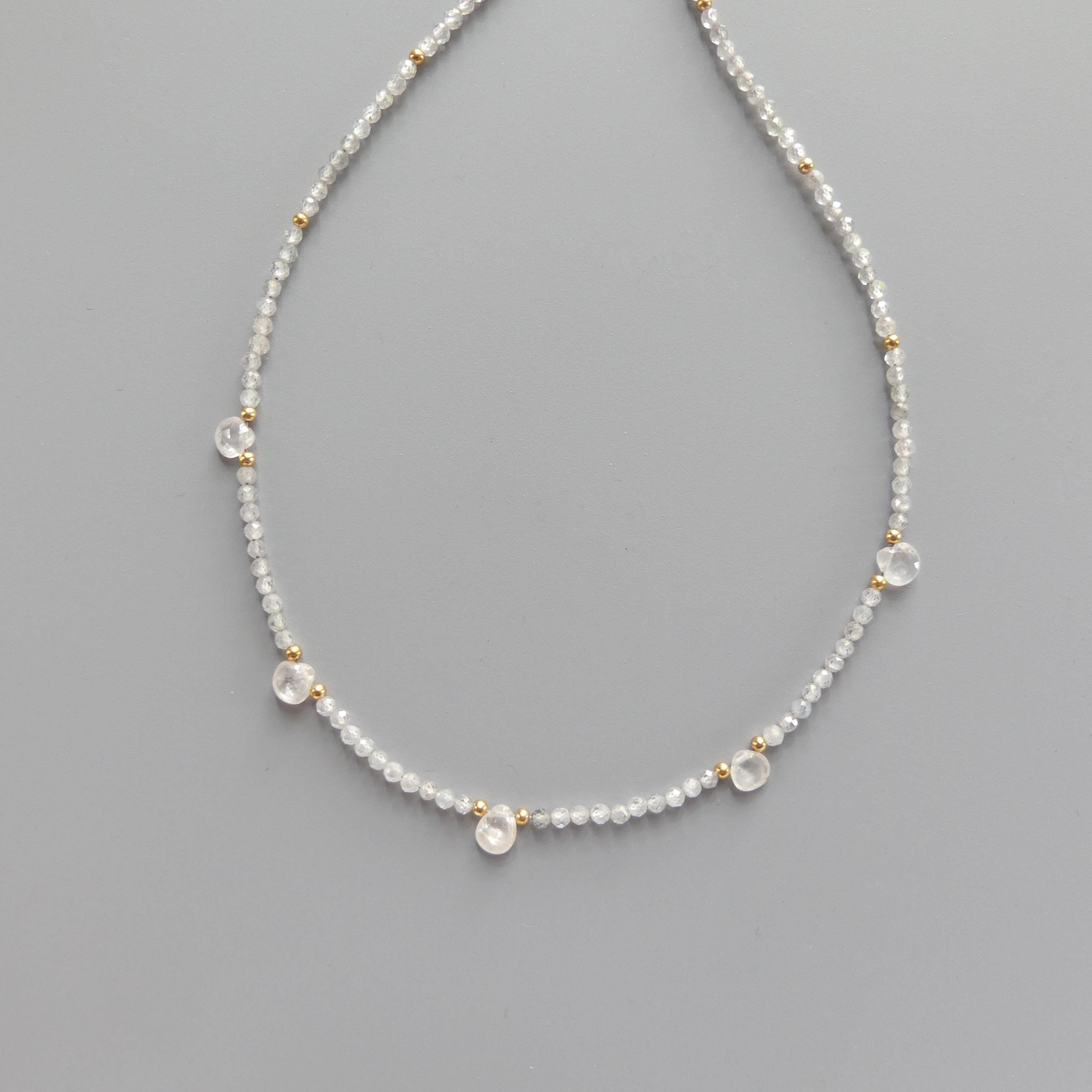 Tiny Diamond White Zircon Beaded Necklace Dainty Zircon Choker Sparkly Crystal Minimalist Jewelry Birthday Gift April Birthstone Wife Mom